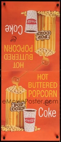 9r243 COCA-COLA HOT BUTTERED POPCORN & COKE . advertising poster 1960s with melted 'butter'!