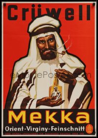 9r244 CRUWELL-TABAK 23x33 German advertising poster 1940s Arab man smoking German tobacco pipe!