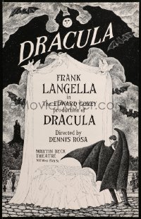 9r139 DRACULA 14x22 stage poster 1977 cool vampire horror art by producer Edward Gorey!