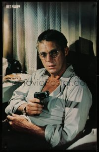 9r345 GETAWAY 26x41 Japanese special poster 1972 different close-up of Steve McQueen with gun!