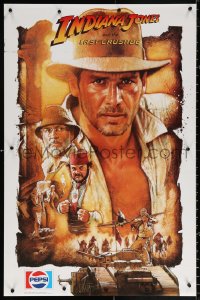 9r348 INDIANA JONES & THE LAST CRUSADE 23x35 special poster 1989 art of Ford, Connery and cast by Drew!