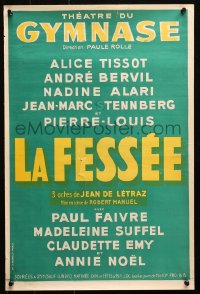 9r147 LA FESSEE 16x24 French stage poster 1950s Jean De Letraz, great design!