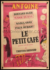 9r151 LE PETIT CAFE 16x23 French stage poster 1950s Tristan Bernard, cool artwork by Fircsa!