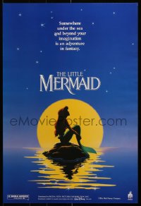 9r351 LITTLE MERMAID 18x26 special poster 1989 Ariel in moonlight, Disney underwater cartoon!