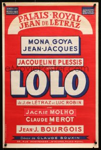 9r154 LOLO 16x24 French stage poster 1950s J. de Letraz & Luc Robin play, great design!