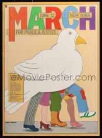 9r355 MARCH FOR PEACE & JUSTICE 18x24 special poster 1982 wild art by Seymour Chwast!