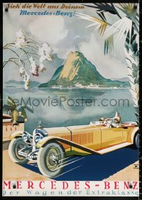 9r359 MERCEDES-BENZ 24x33 German special poster 1980s art of a 1930s model in Brazil by Muller!