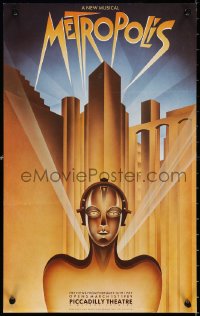 9r155 METROPOLIS 13x20 English stage poster 1989 many images from Fritz Lang's movie + new cast!