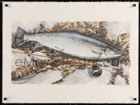 9r081 MIKE STIDHAM signed #67/100 23x30 art print 1970s by the artist, The Atlantic Salmon!