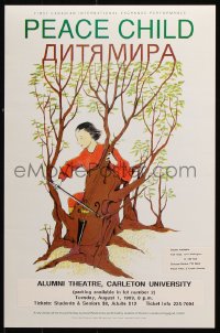 9r159 PEACE CHILD 13x19 Canadian stage poster 1980s man playing a tree instrument!