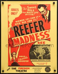 9r375 REEFER MADNESS 17x22 special poster R1972 marijuana is the sweet pill that makes life bitter!