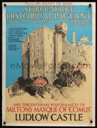 9r378 SHROPSHIRE HISTORICAL PAGEANT 15x20 English special poster 1934 Ludlow Castle in Shropshire!