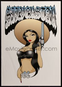 9r379 SILVER STAR OC 2-sided 19x27 special poster 2000s sexy woman in a sombrero holding revolver!