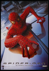 9r383 SPIDER-MAN 27x40 special poster 2002 Maguire climbing building, Marvel, Hershey's, rare!