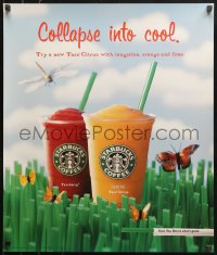 9r260 STARBUCKS 22x26 advertising poster 2002 collapse into cool, drinks in field with butterflies!