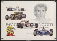 9r098 STUART MCINTYRE 17x24 English art print 1995 Tribute to Ayrton Senna, art of him & cars!