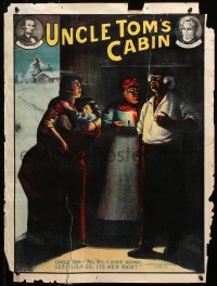 9r164 UNCLE TOM'S CABIN 21x28 stage poster 1900s stone litho of Eliza's escape from the tavern!