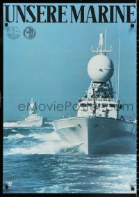 9r408 UNSERE MARINE 23x33 German special poster 1970s cool image of Navy vessels on the ocean!