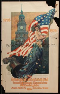 9r413 VOICE OF THE LIBERTY BELL 17x27 special poster 1926 art of Lady Liberty & Independence Hall!