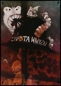 9r165 ZO ZIVOTA HMYZU 26x38 Slovak stage poster 1987 art of insects by Cestmir Pechr!