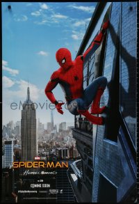 9r898 SPIDER-MAN: HOMECOMING int'l teaser DS 1sh 2017 Holland in title role hanging from building!