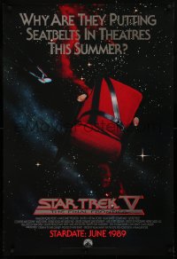 9r906 STAR TREK V foil advance 1sh 1989 The Final Frontier, image of theater chair w/seatbelt!