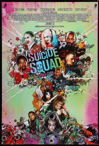 9r918 SUICIDE SQUAD advance DS 1sh 2016 Smith, Leto as the Joker, Robbie, Kinnaman, cool art!