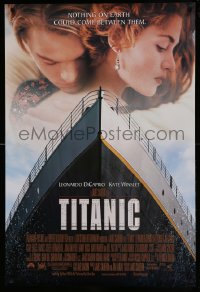9r940 TITANIC DS 1sh 1997 star-crossed Leonardo DiCaprio, Kate Winslet, directed by James Cameron!