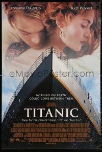 9r941 TITANIC revised int'l DS 1sh 1997 star-crossed Leonardo DiCaprio, Kate Winslet, directed by James Cameron!