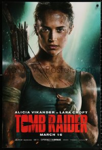 9r945 TOMB RAIDER teaser DS 1sh 2018 sexy close-up image of Alicia Vikander as Lara Croft!