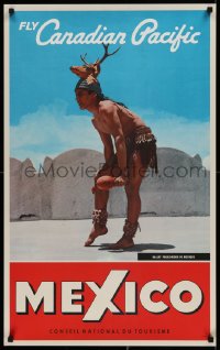 9r204 CANADIAN PACIFIC MEXICO 22x35 Canadian travel poster 1960s cool image of dancer!