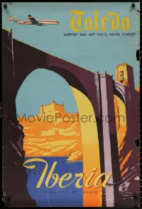 9r219 IBERIA TOLEDO 25x37 Spanish travel poster 1950s Puente del Alcantara bridge!