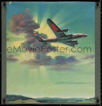 9r236 TRANS WORLD AIRLINES 24x25 travel poster 1950s Constellation flying over the U.S.!