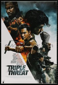 9r951 TRIPLE THREAT DS 1sh 2019 Tony Jaa, Iko Uwais, Tiger Chen, cool top cast montage!
