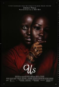 9r963 US DS 1sh 2019 directed by Jordan Peele, creepy image of Lupita Nyong'o with mask!