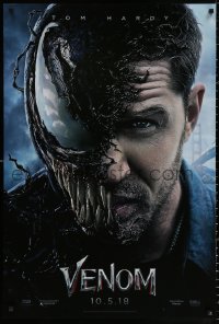 9r971 VENOM teaser DS 1sh 2018 Marvel, great image of Tom Hardy in the title role transforming!