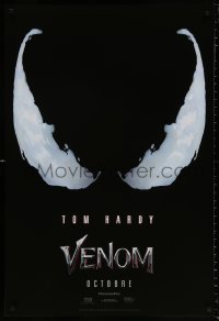 9r970 VENOM int'l French language teaser DS 1sh 2018 Tom Hardy in the title role, eyes logo!