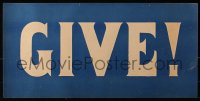 9r060 GIVE 13x27 WWI war poster 1917 war bonds poster, cool blue and white design!