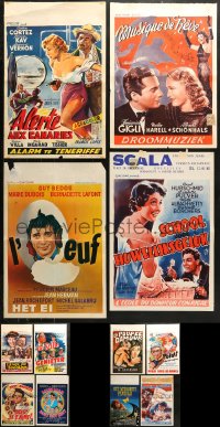 9s448 LOT OF 20 FORMERLY FOLDED BELGIAN POSTERS 1950s-1970s from a variety of different movies!