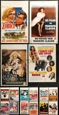 9s449 LOT OF 16 FORMERLY FOLDED BELGIAN POSTERS 1950s-1980s from a variety of different movies!