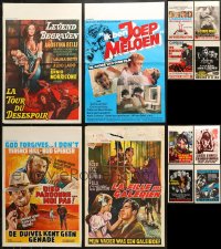 9s450 LOT OF 12 FORMERLY FOLDED BELGIAN POSTERS 1960s-1970s from a variety of different movies!