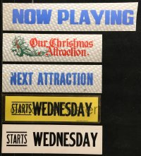 9s046 LOT OF 5 THEATER MARQUEES 1960s-1990s Now Playing, Next Attraction, Christmas Attraction!