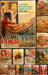 9s143 LOT OF 17 FOLDED MEXICAN POSTERS 1950s-1970s great images from a variety of movies!