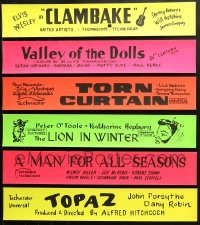 9s416 LOT OF 6 5X28 PAPER BANNERS 1960s great titles from a variety of different movies!
