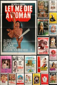 9s202 LOT OF 54 FOLDED SEXPLOITATION ONE-SHEETS 1970s-1980s sexy images with some nudity!
