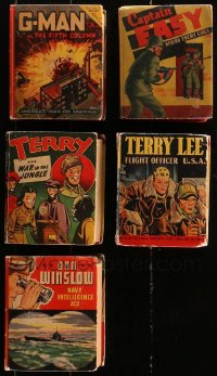 9s276 LOT OF 5 WWII BETTER LITTLE BOOKS 1940s G-Man, Captain Easy, Terry Lee, Don Winslow!
