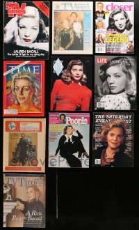 9s100 LOT OF 10 MAGAZINES WITH LAUREN BACALL COVERS 1960s-2010s great images & articles!