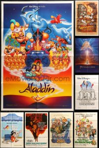 9s242 LOT OF 9 FOLDED WALT DISNEY ONE-SHEETS 1970s-1990s from animated and live action movies!
