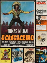 9s458 LOT OF 9 FORMERLY FOLDED 23X32 FRENCH POSTERS 1960s a variety of cool movie images!
