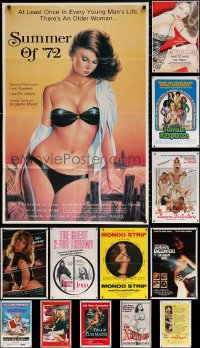 9s236 LOT OF 13 FOLDED SEXPLOITATION ONE-SHEETS 1970s-1980s sexy images with partial nudity!
